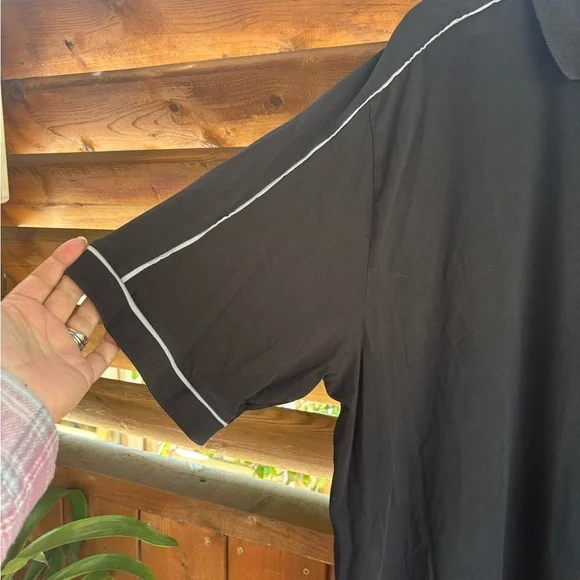 Projek Raw Black Polo Shirt White Accents 1/4 zip Men's size XL Tall Golf - Picture 2 of 10